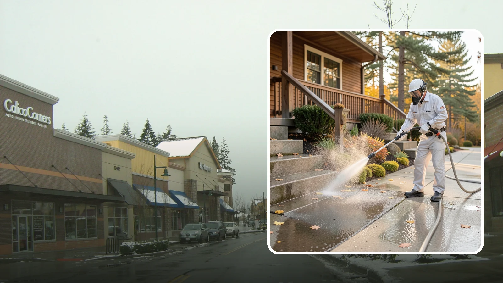 Exterior Stairs Cleaning in Mill Creek, Snohomish County, WA - We pressure wash exterior stairs to remove the moss and slick film that make outdoor steps hazardous in wet weather.