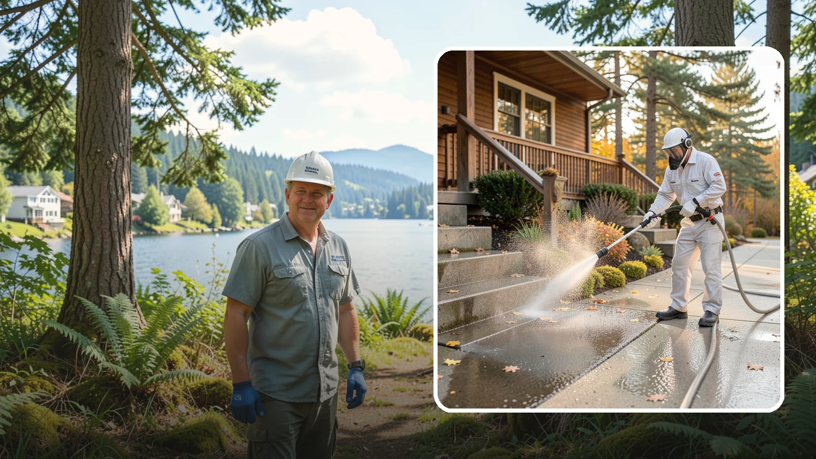 Exterior Stairs Cleaning in Milton, King County, WA - We pressure wash exterior stairs to remove the moss and slick film that make outdoor steps hazardous in wet weather.