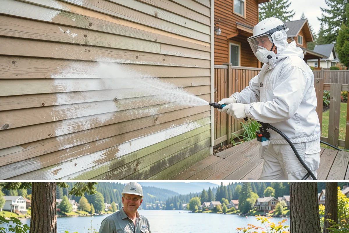 Exterior Stairs Cleaning in Milton, King County, WA - Clean exterior stairs in fall and spring, the seasons when moss growth peaks and slip risk is highest.
