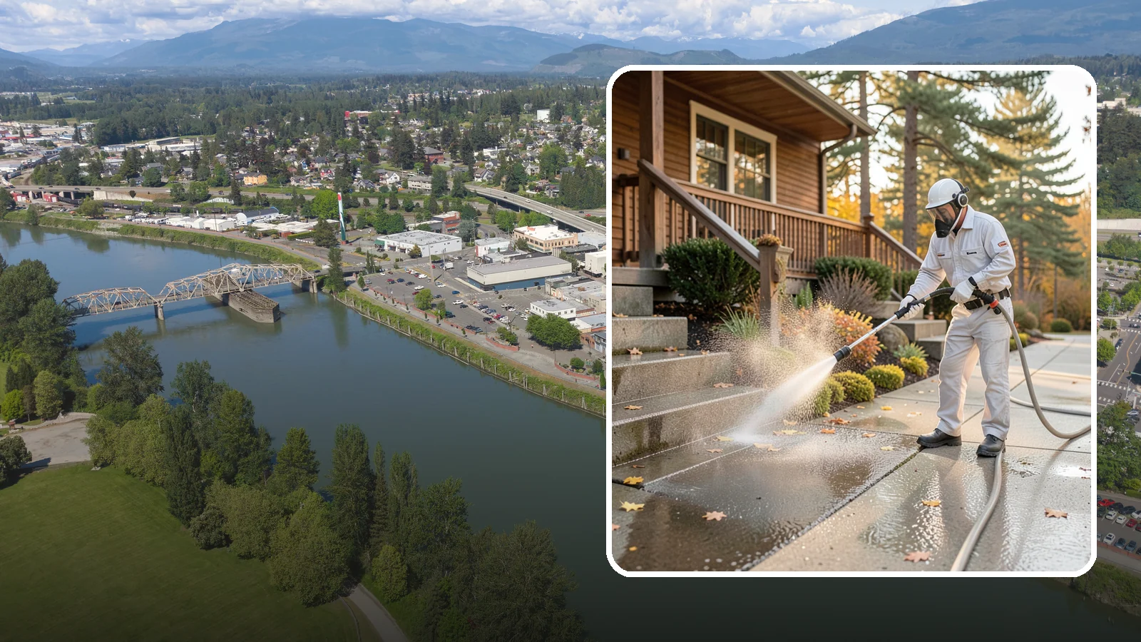 Exterior Stairs Cleaning in Mount Vernon, Skagit County, WA - We pressure wash exterior stairs to remove the moss and slick film that make outdoor steps hazardous in wet weather.