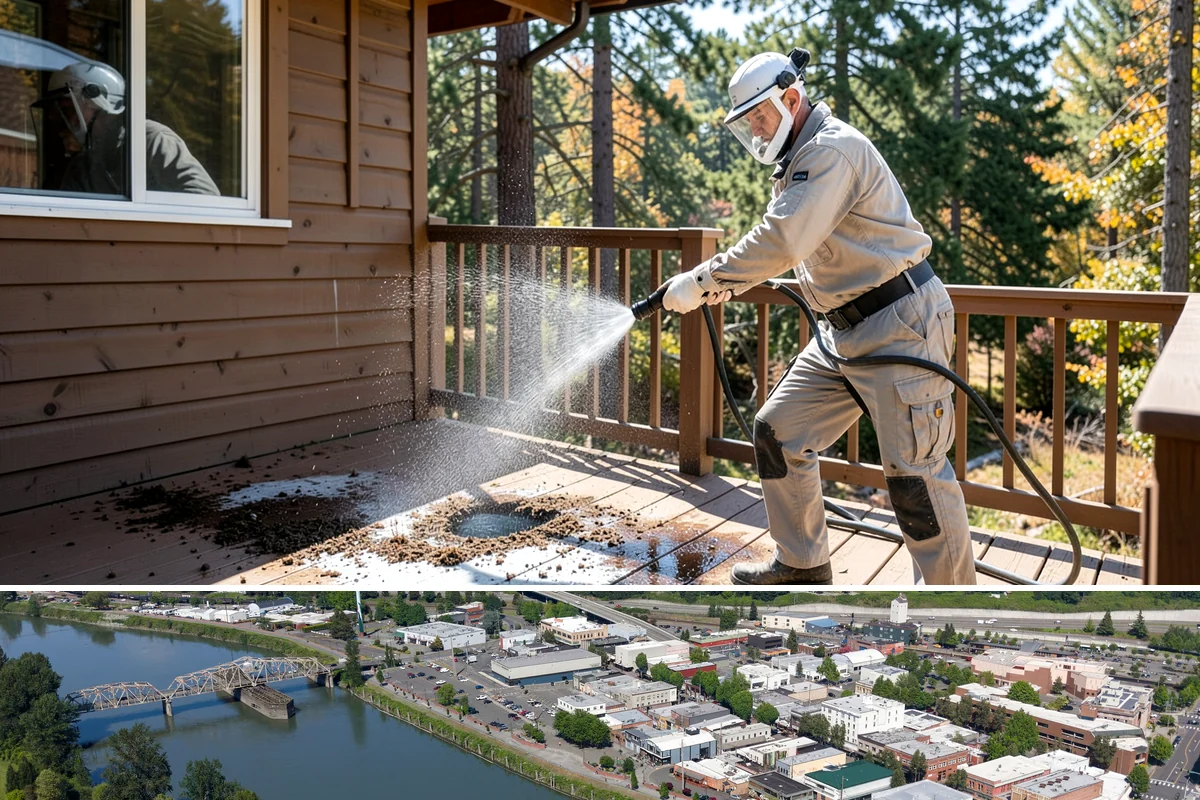 Exterior Stairs Cleaning in Mount Vernon, Skagit County, WA - Clean exterior stairs in fall and spring, the seasons when moss growth peaks and slip risk is highest.
