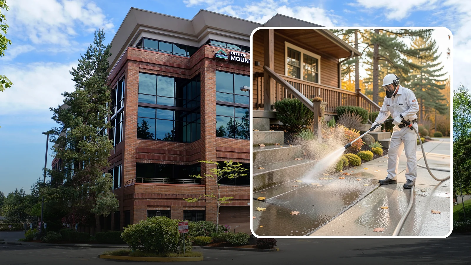 Exterior Stairs Cleaning in Mountlake Terrace, Snohomish County, WA - We pressure wash exterior stairs to remove the moss and slick film that make outdoor steps hazardous in wet weather.