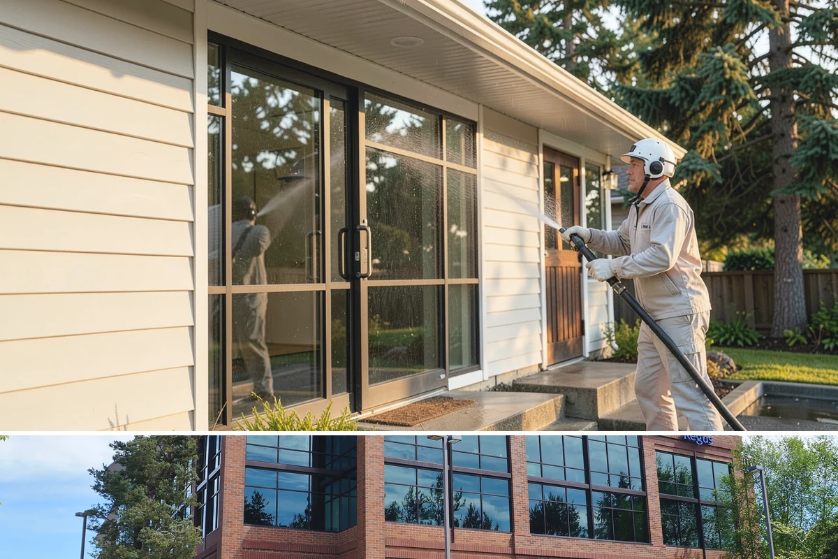 Exterior Stairs Cleaning in Mountlake Terrace, Snohomish County, WA - Clean exterior stairs in fall and spring, the seasons when moss growth peaks and slip risk is highest.