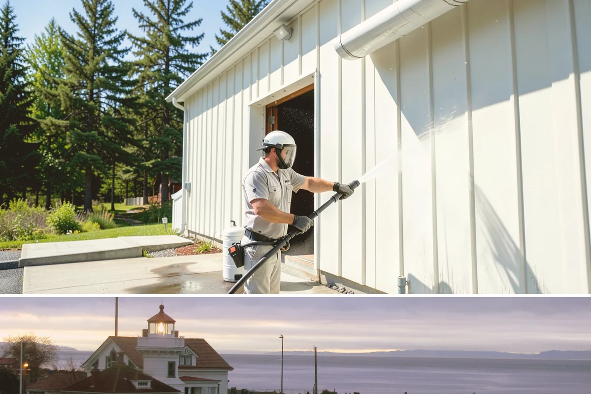 Exterior Stairs Cleaning in Mukilteo, Snohomish County, WA - Clean exterior stairs in fall and spring, the seasons when moss growth peaks and slip risk is highest.