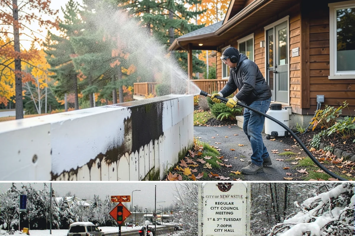 Exterior Stairs Cleaning in Newcastle, King County, WA - Clean exterior stairs in fall and spring, the seasons when moss growth peaks and slip risk is highest.