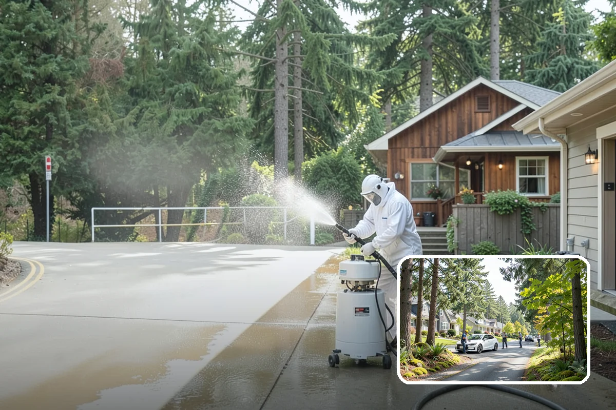 Exterior Stairs Cleaning in Normandy Park, King County, WA - Restores traction by removing slick moss from treads