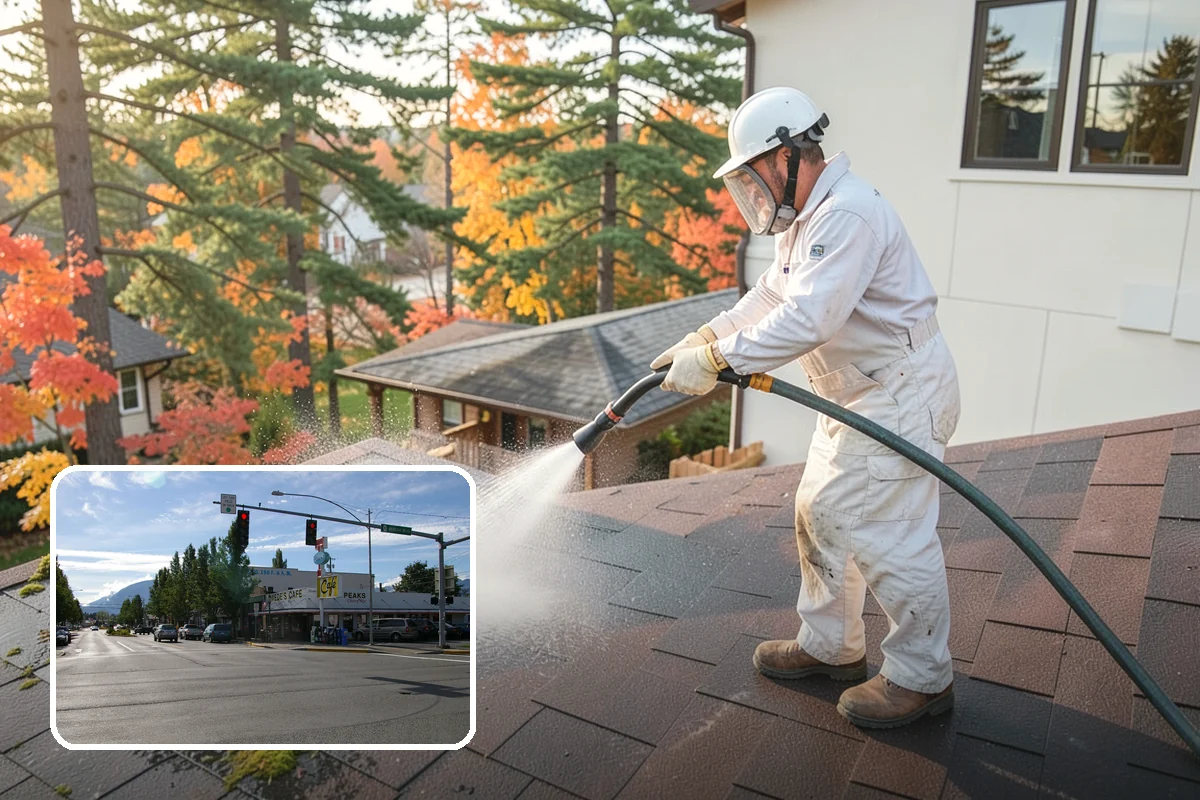 Exterior Stairs Cleaning in North Bend, King County, WA - Restores traction by removing slick moss from treads