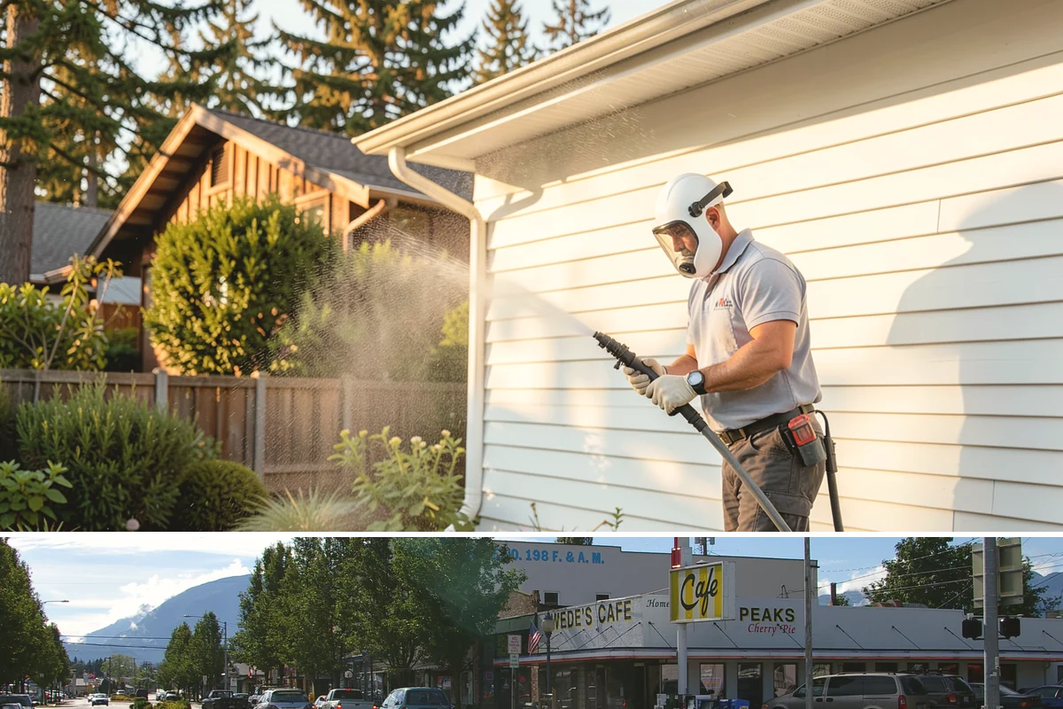 Exterior Stairs Cleaning in North Bend, King County, WA - Clean exterior stairs in fall and spring, the seasons when moss growth peaks and slip risk is highest.