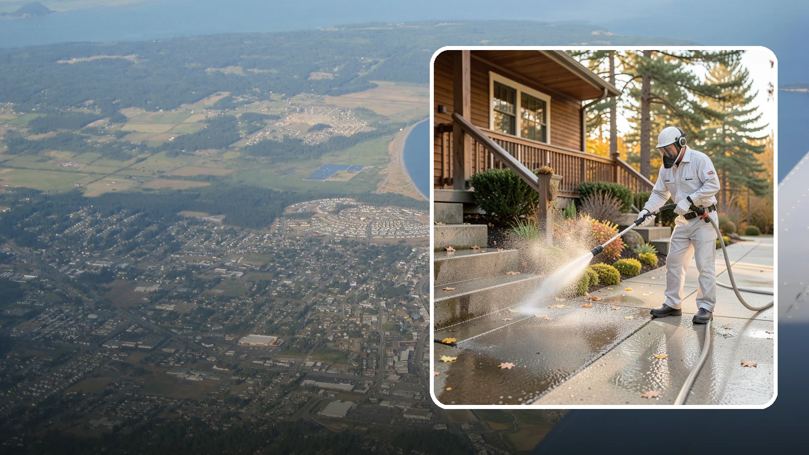 Exterior Stairs Cleaning in Oak Harbor, Island County, WA - We pressure wash exterior stairs to remove the moss and slick film that make outdoor steps hazardous in wet weather.