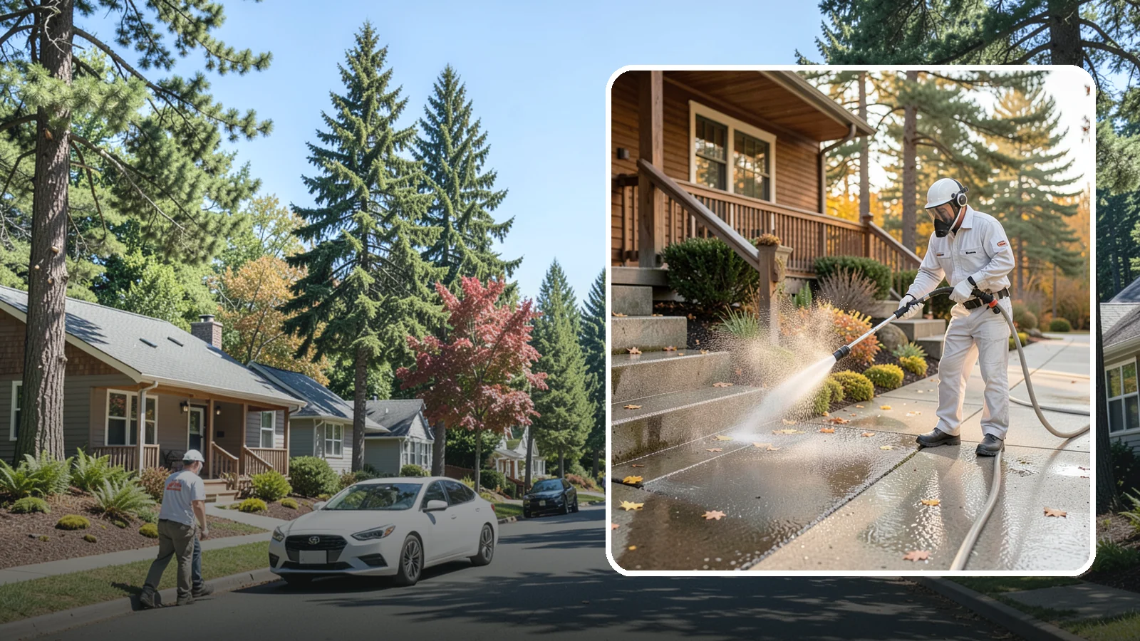 Exterior Stairs Cleaning in Orting, Pierce County, WA - We pressure wash exterior stairs to remove the moss and slick film that make outdoor steps hazardous in wet weather.