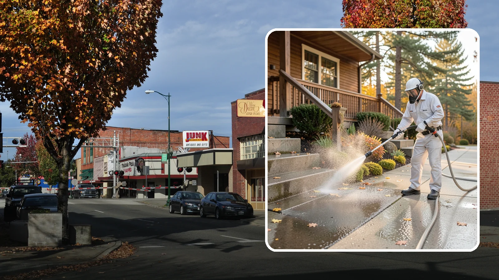 Exterior Stairs Cleaning in Puyallup, Pierce County, WA - We pressure wash exterior stairs to remove the moss and slick film that make outdoor steps hazardous in wet weather.