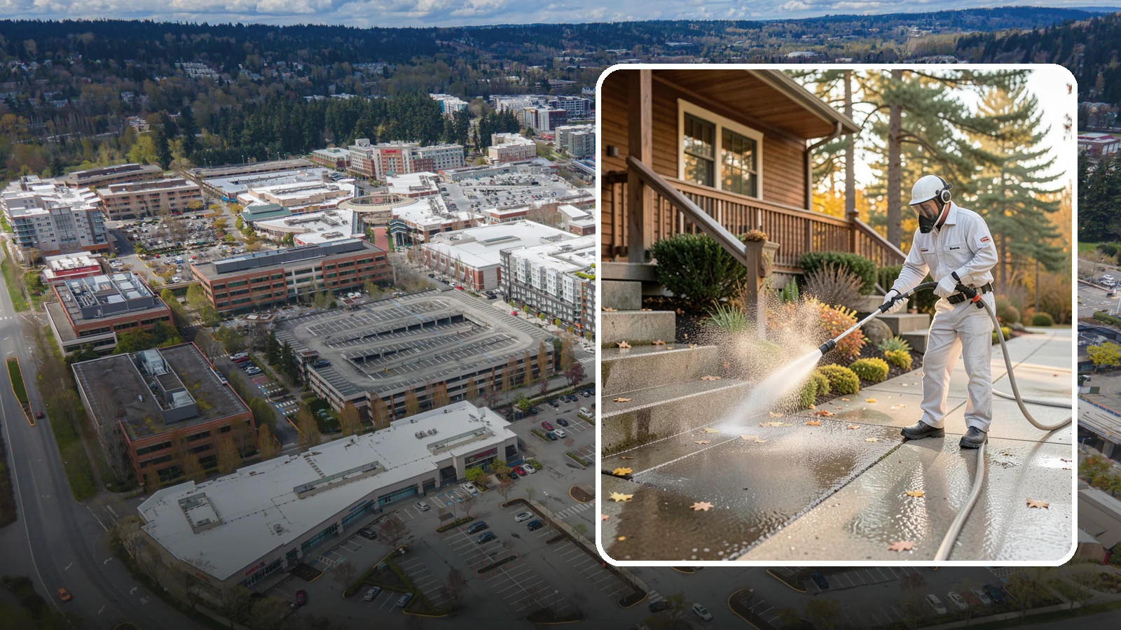 Exterior Stairs Cleaning in Redmond, King County, WA - We pressure wash exterior stairs to remove the moss and slick film that make outdoor steps hazardous in wet weather.