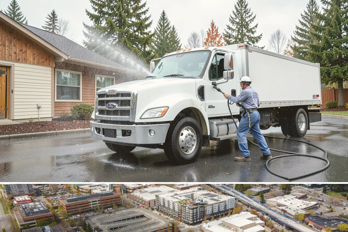 Exterior Stairs Cleaning in Redmond, King County, WA - Clean exterior stairs in fall and spring, the seasons when moss growth peaks and slip risk is highest.