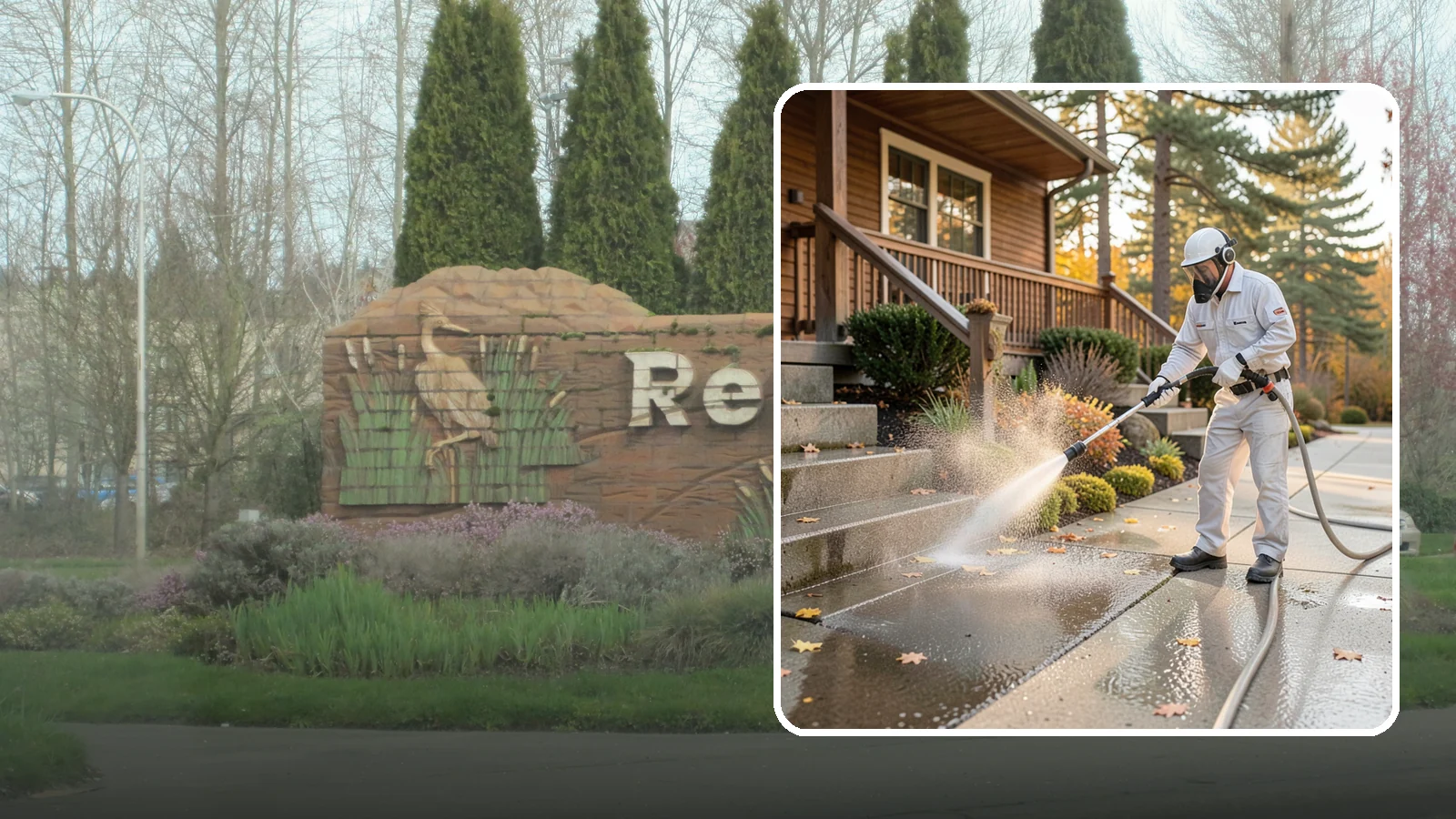 Exterior Stairs Cleaning in Renton, King County, WA - We pressure wash exterior stairs to remove the moss and slick film that make outdoor steps hazardous in wet weather.