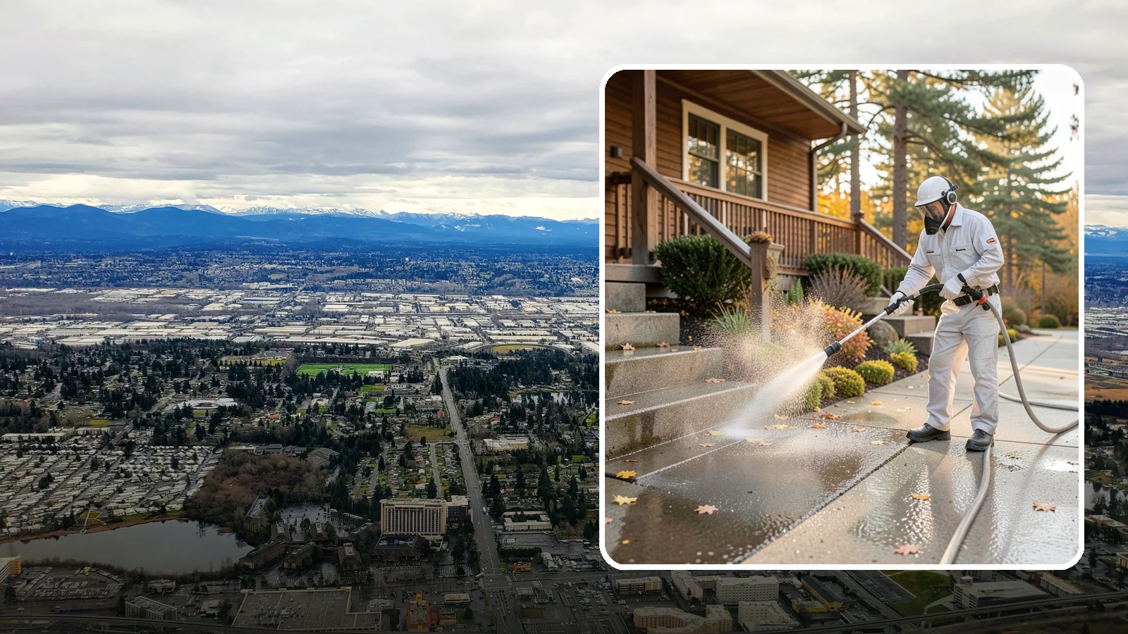 Exterior Stairs Cleaning in SeaTac, King County, WA - We pressure wash exterior stairs to remove the moss and slick film that make outdoor steps hazardous in wet weather.
