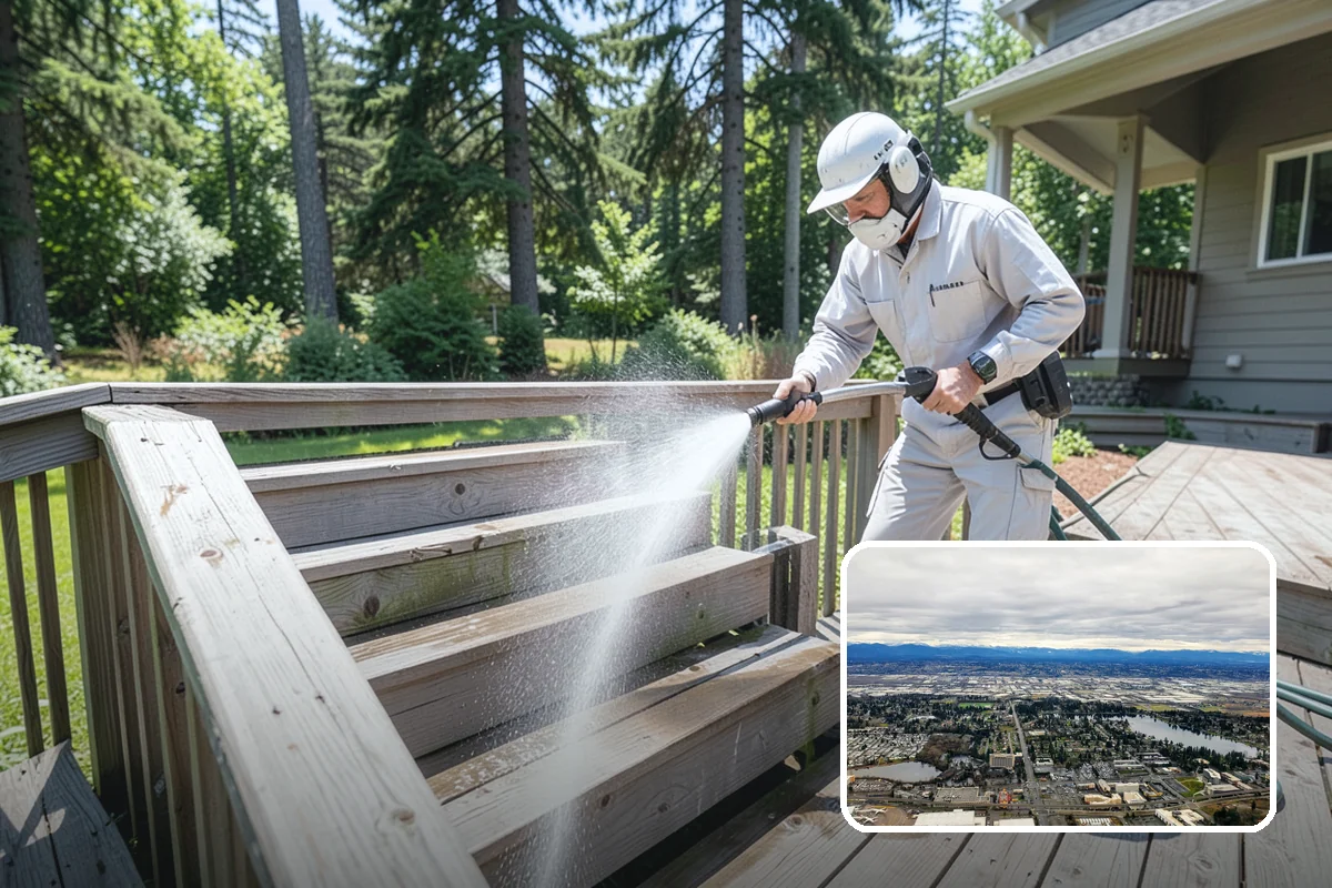 Exterior Stairs Cleaning in SeaTac, King County, WA - Restores traction by removing slick moss from treads
