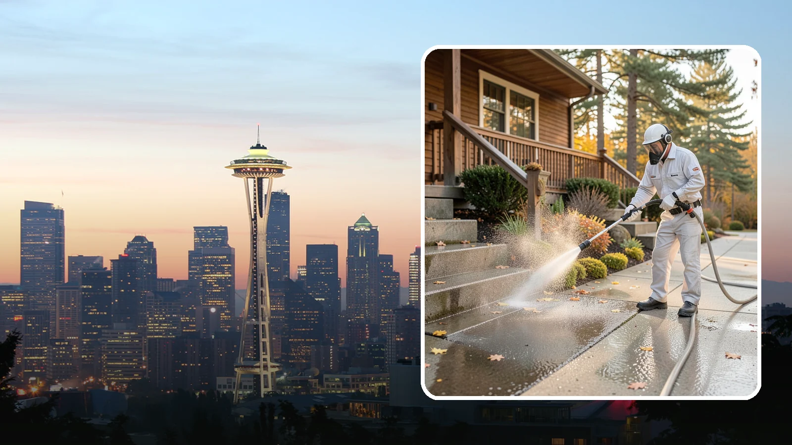 Exterior Stairs Cleaning in Seattle, King County, WA - We pressure wash exterior stairs to remove the moss and slick film that make outdoor steps hazardous in wet weather.