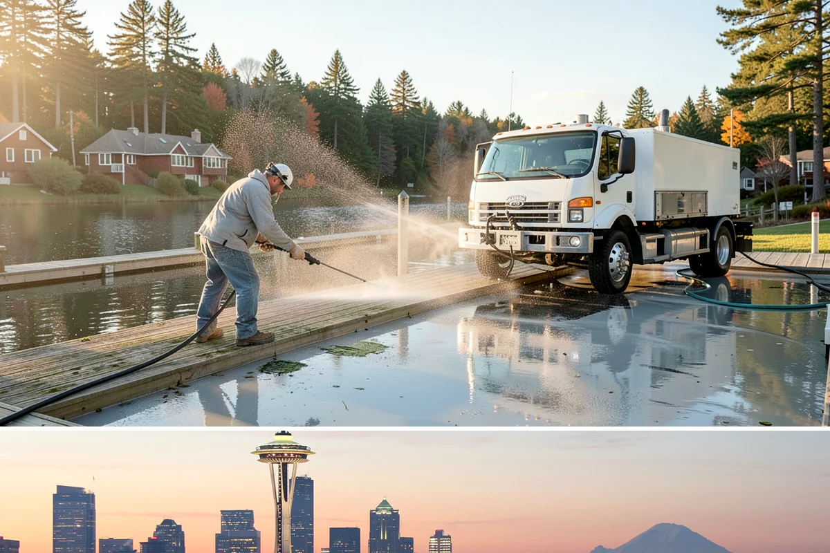 Exterior Stairs Cleaning in Seattle, King County, WA - Clean exterior stairs in fall and spring, the seasons when moss growth peaks and slip risk is highest.