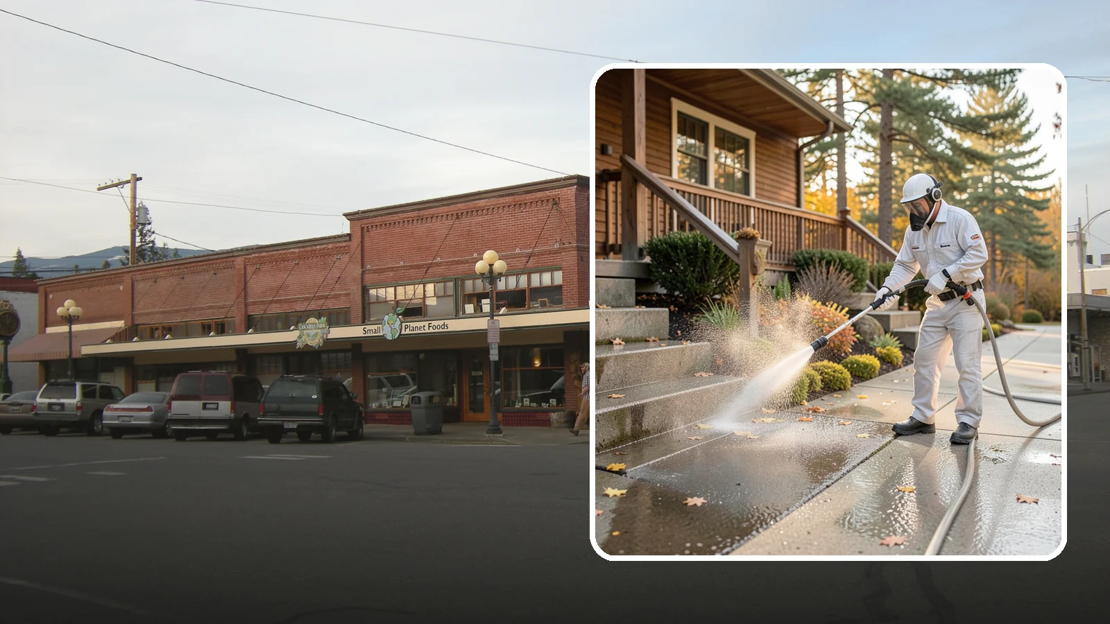 Exterior Stairs Cleaning in Sedro-Woolley, Skagit County, WA - We pressure wash exterior stairs to remove the moss and slick film that make outdoor steps hazardous in wet weather.