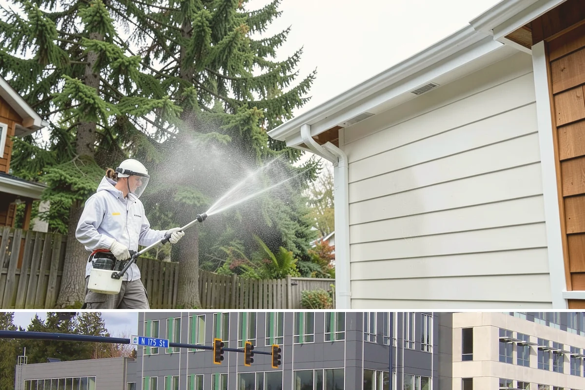Exterior Stairs Cleaning in Shoreline, King County, WA - Clean exterior stairs in fall and spring, the seasons when moss growth peaks and slip risk is highest.