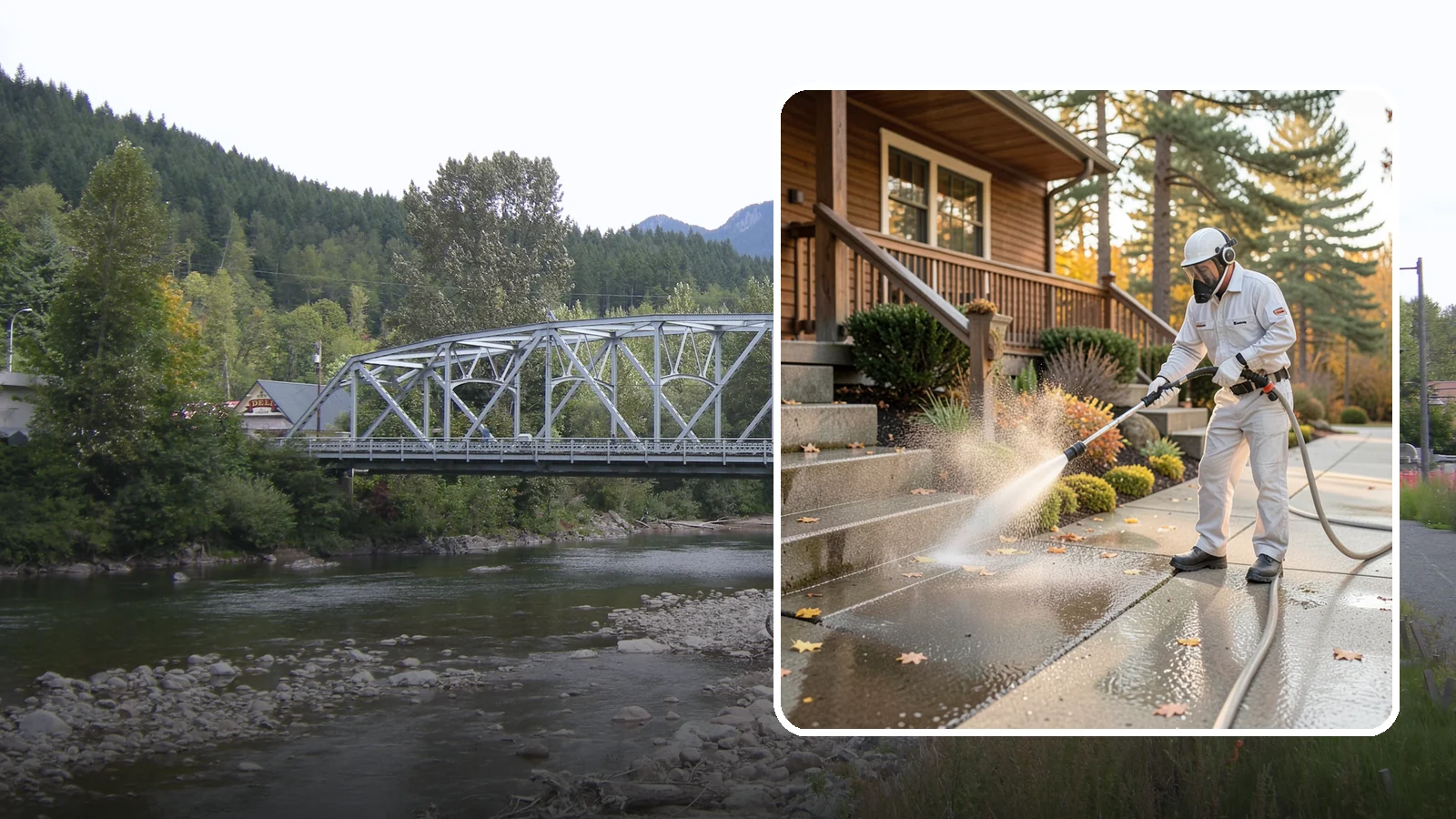 Exterior Stairs Cleaning in Skykomish, King County, WA - We pressure wash exterior stairs to remove the moss and slick film that make outdoor steps hazardous in wet weather.
