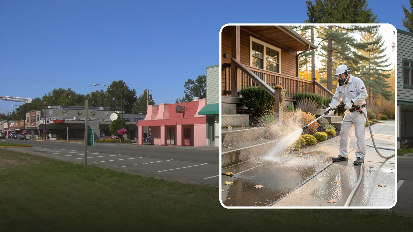 Exterior Stairs Cleaning in Snoqualmie, King County, WA - We pressure wash exterior stairs to remove the moss and slick film that make outdoor steps hazardous in wet weather.