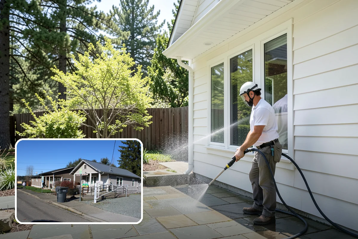 Exterior Stairs Cleaning in South Prairie, Pierce County, WA - Restores traction by removing slick moss from treads