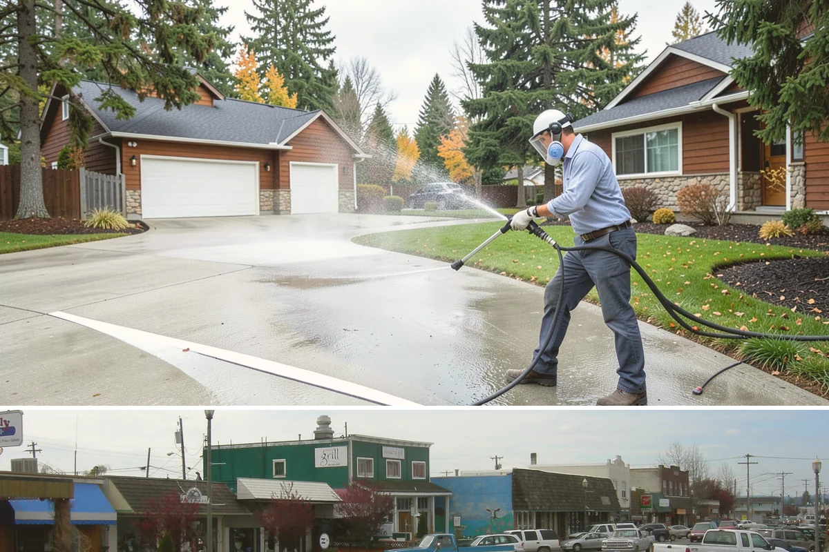 Exterior Stairs Cleaning in Stanwood, Snohomish County, WA - Clean exterior stairs in fall and spring, the seasons when moss growth peaks and slip risk is highest.