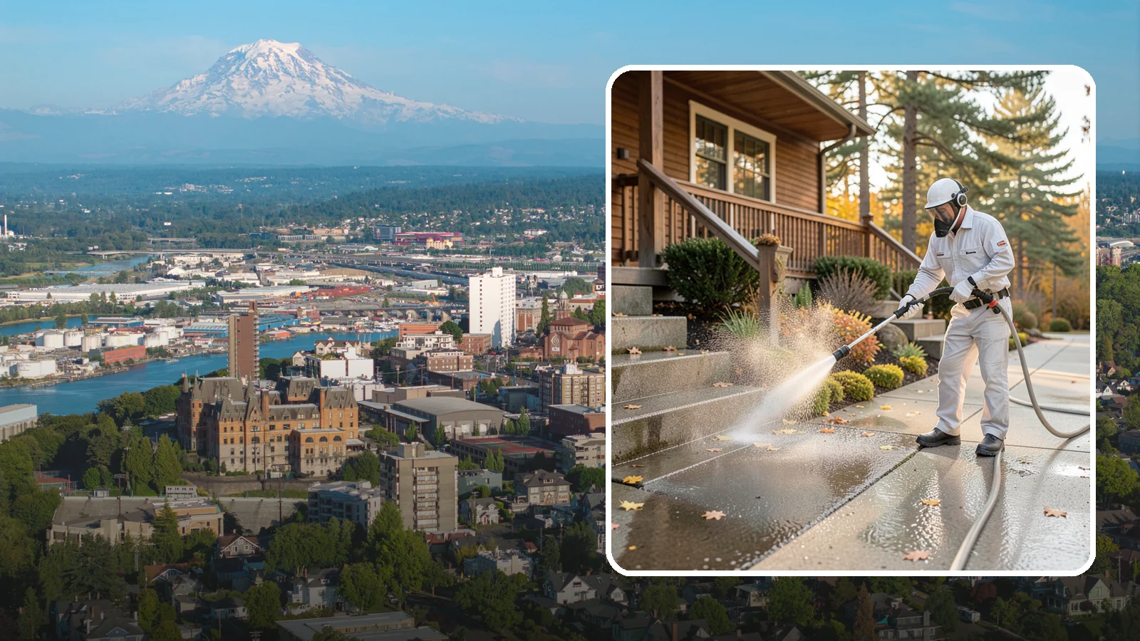 Exterior Stairs Cleaning in Tacoma, Pierce County, WA - We pressure wash exterior stairs to remove the moss and slick film that make outdoor steps hazardous in wet weather.