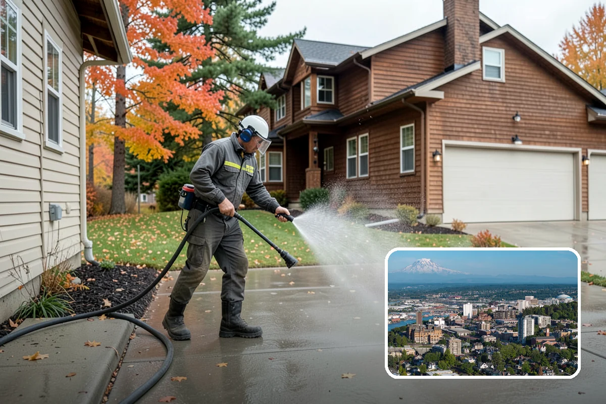 Exterior Stairs Cleaning in Tacoma, Pierce County, WA - Restores traction by removing slick moss from treads