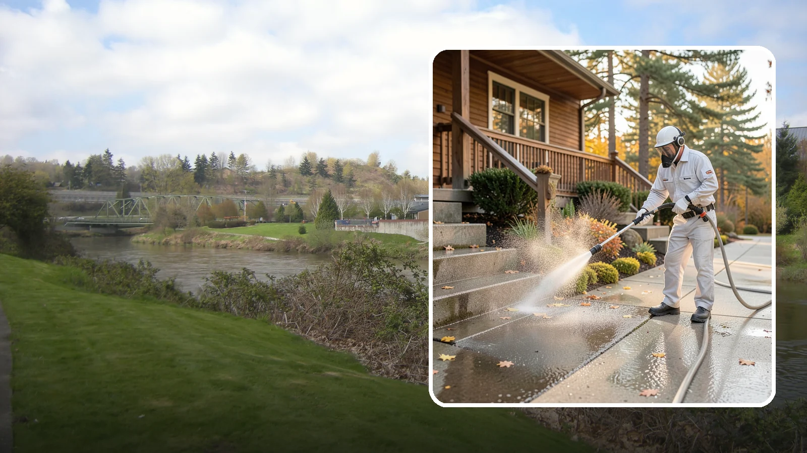 Exterior Stairs Cleaning in Tukwila, King County, WA - We pressure wash exterior stairs to remove the moss and slick film that make outdoor steps hazardous in wet weather.