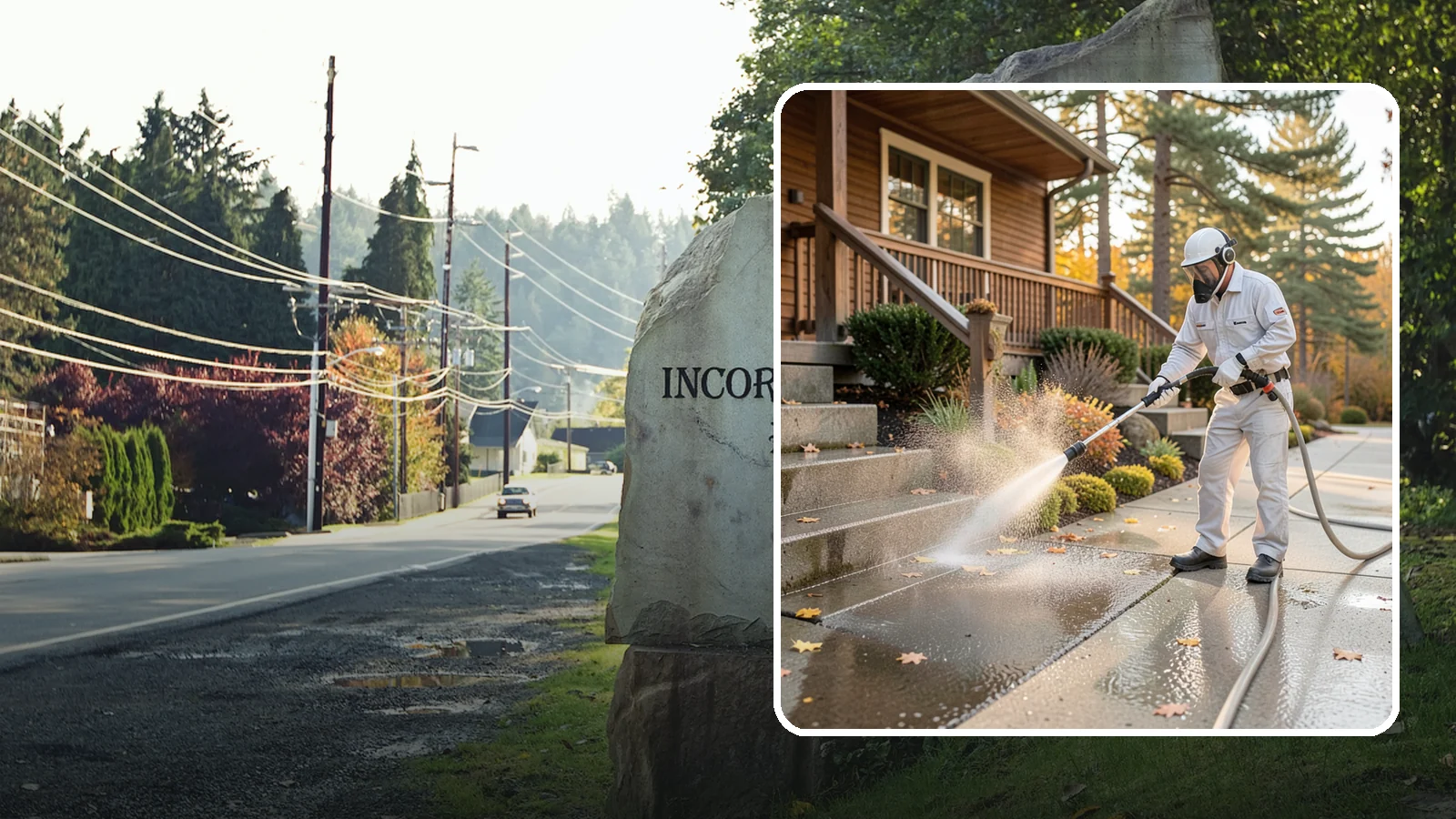 Exterior Stairs Cleaning in Wilkeson, Pierce County, WA - We pressure wash exterior stairs to remove the moss and slick film that make outdoor steps hazardous in wet weather.