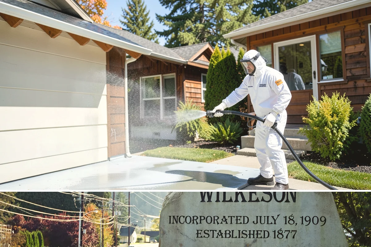 Exterior Stairs Cleaning in Wilkeson, Pierce County, WA - Clean exterior stairs in fall and spring, the seasons when moss growth peaks and slip risk is highest.