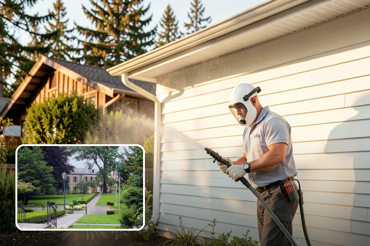 Exterior Stairs Cleaning in Woodinville, King County, WA - Restores traction by removing slick moss from treads
