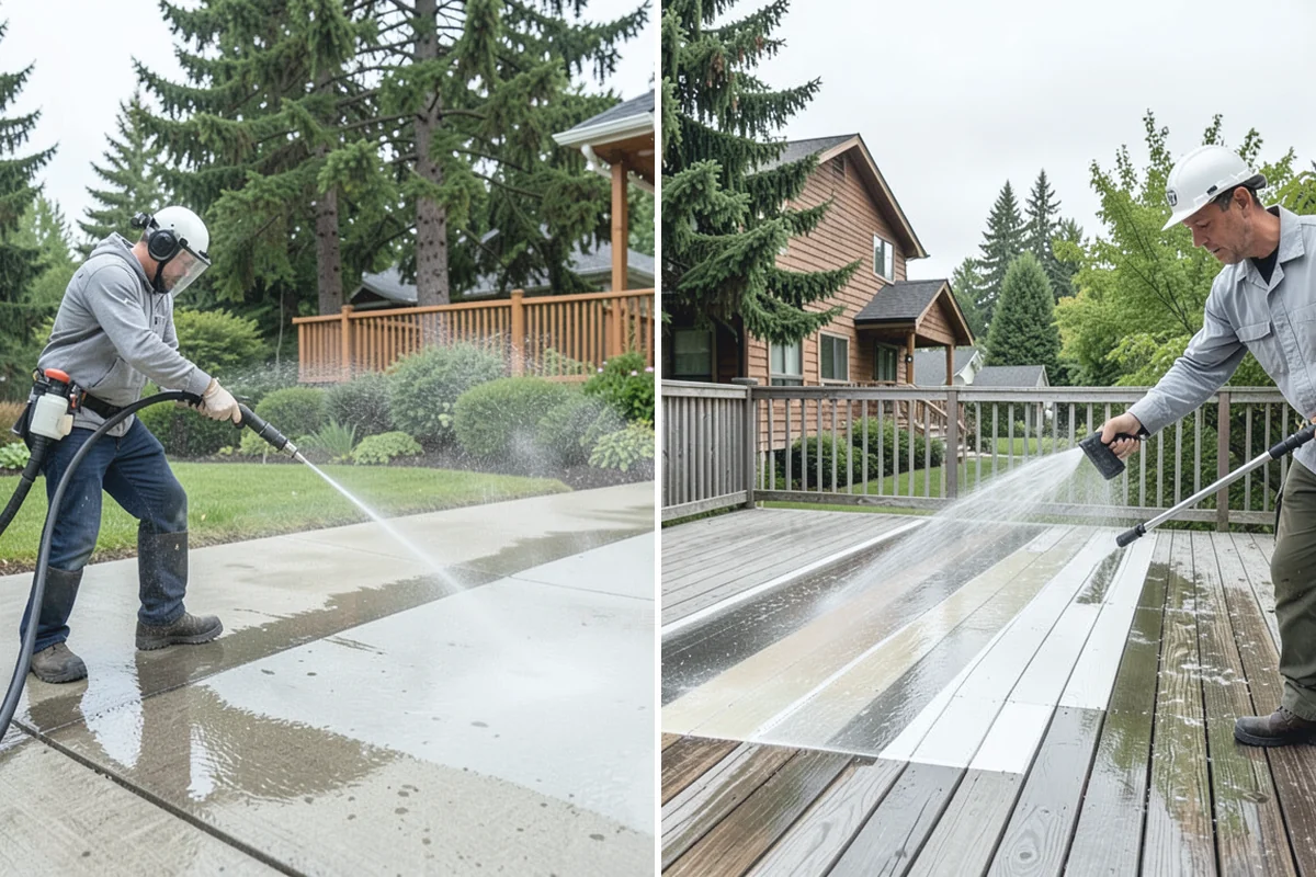 Exterior Stairs Cleaning in Woodinville, King County, WA - Clear debris and inspect steps for damage
