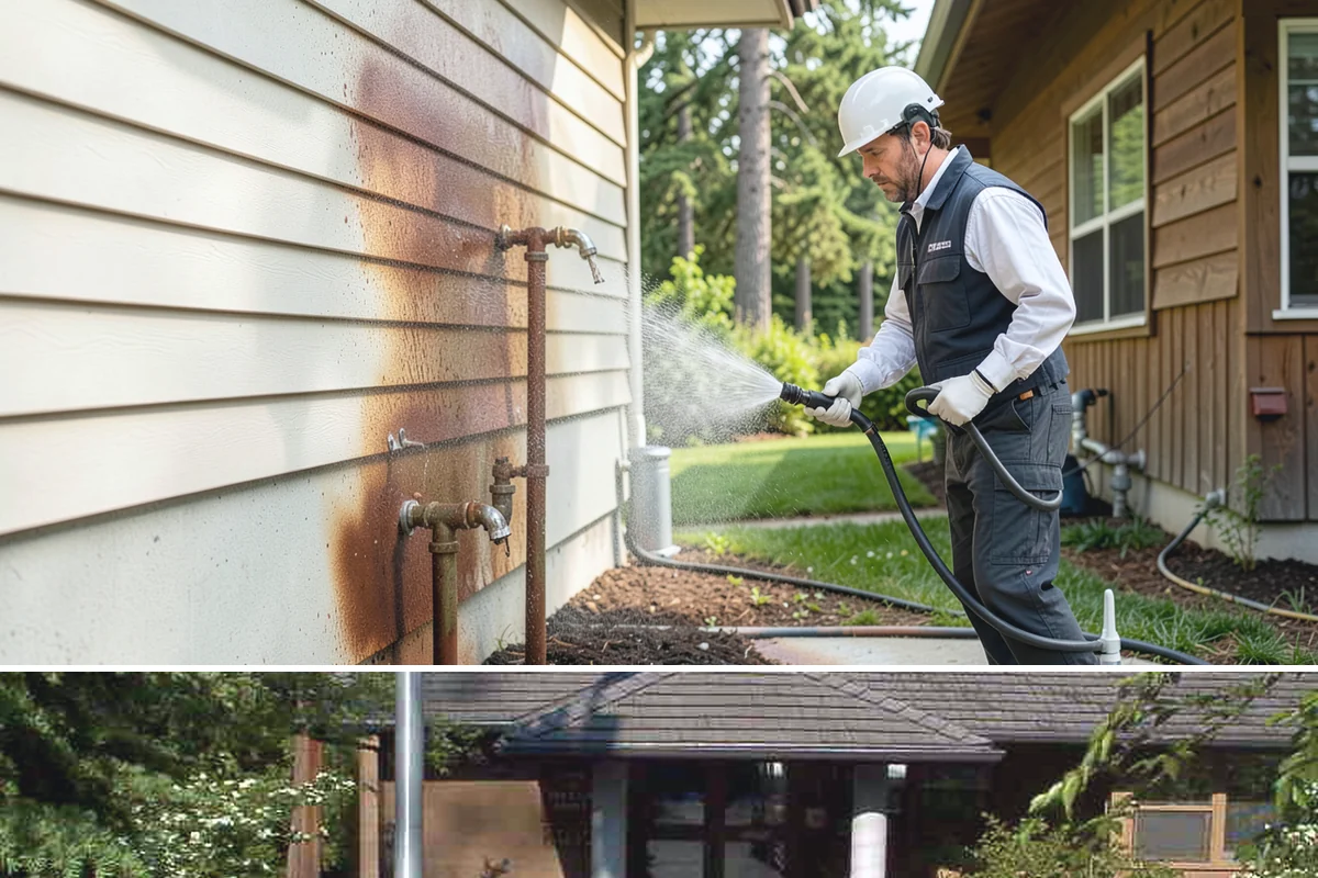 Exterior Stairs Cleaning in Yarrow Point, King County, WA - Clean exterior stairs in fall and spring, the seasons when moss growth peaks and slip risk is highest.