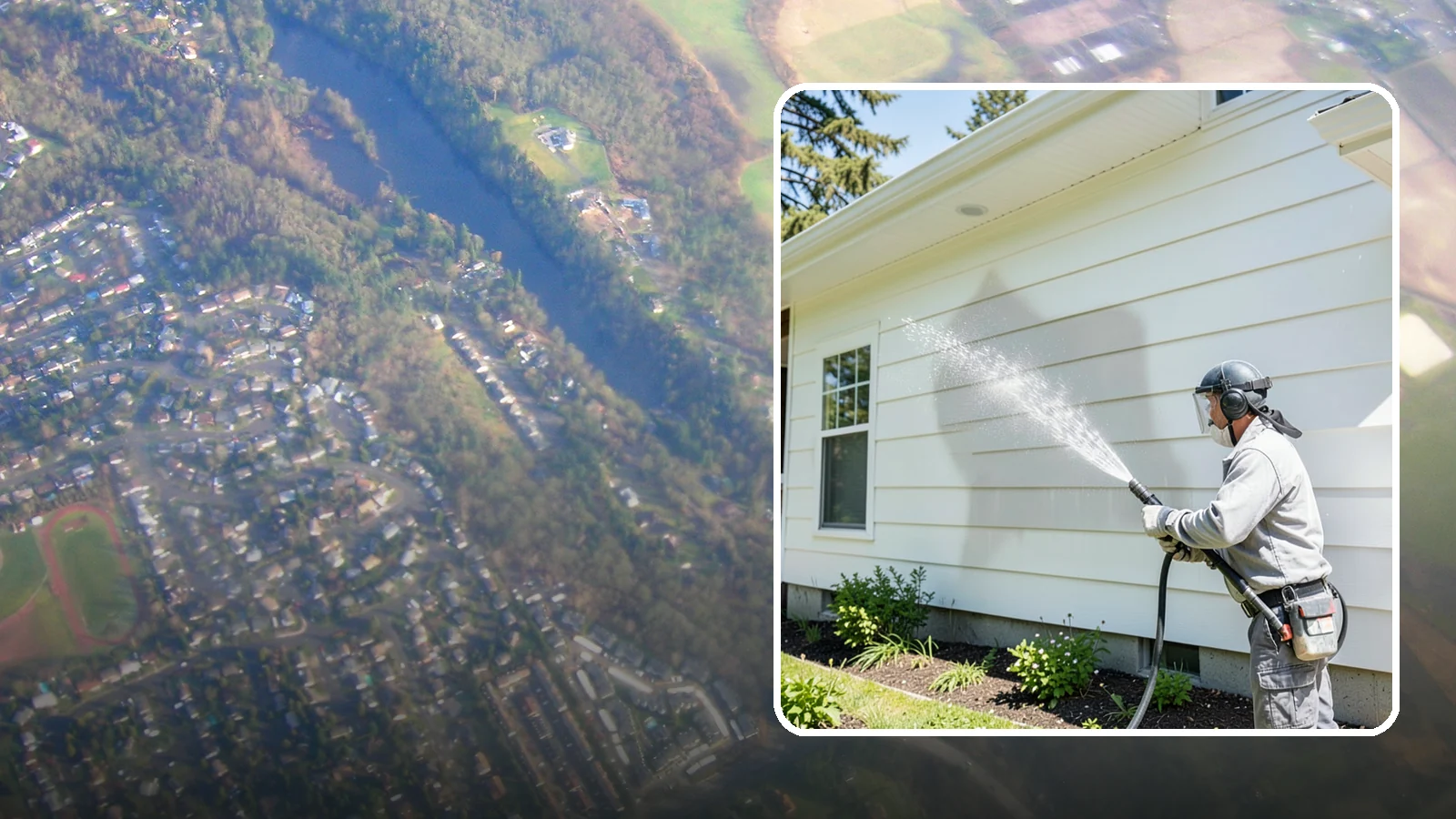 Exterior Wall Cleaning in Algona, King County, WA - Exterior wall cleaning targets the flat wall surfaces where our region's rain leaves streaks, algae, and settled road film.