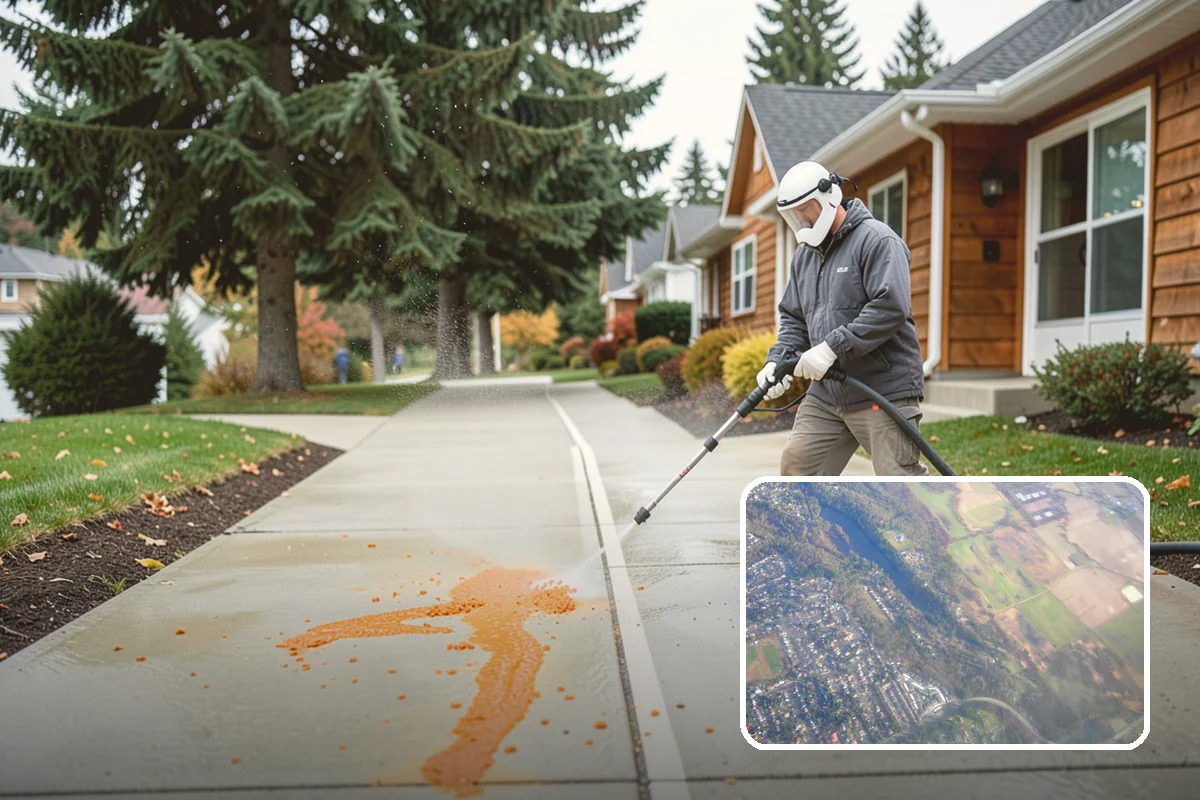 Exterior Wall Cleaning in Algona, King County, WA - Removes vertical rain streaks and water tracks