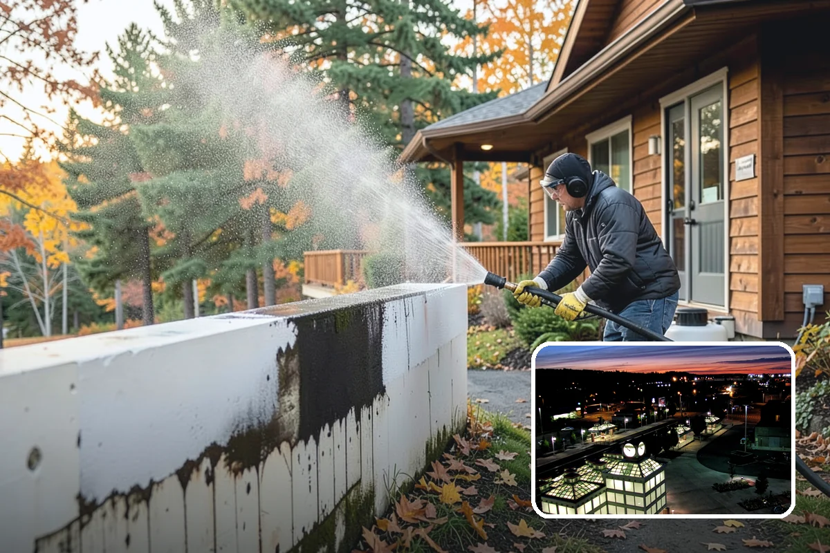 Exterior Wall Cleaning in Auburn, King County, WA - Removes vertical rain streaks and water tracks