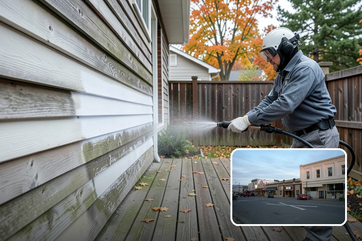 Exterior Wall Cleaning in Burlington, Skagit County, WA - Removes vertical rain streaks and water tracks