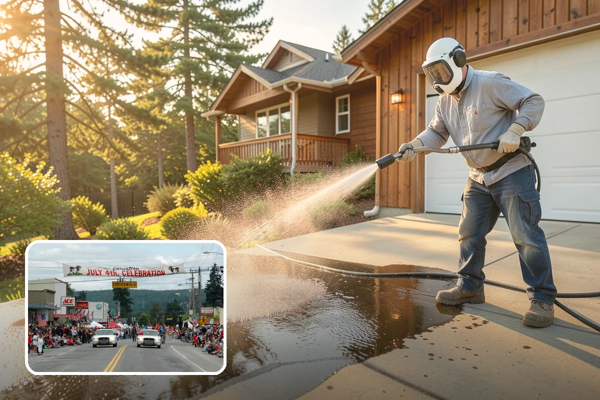 Exterior Wall Cleaning in Carnation, King County, WA - Removes vertical rain streaks and water tracks