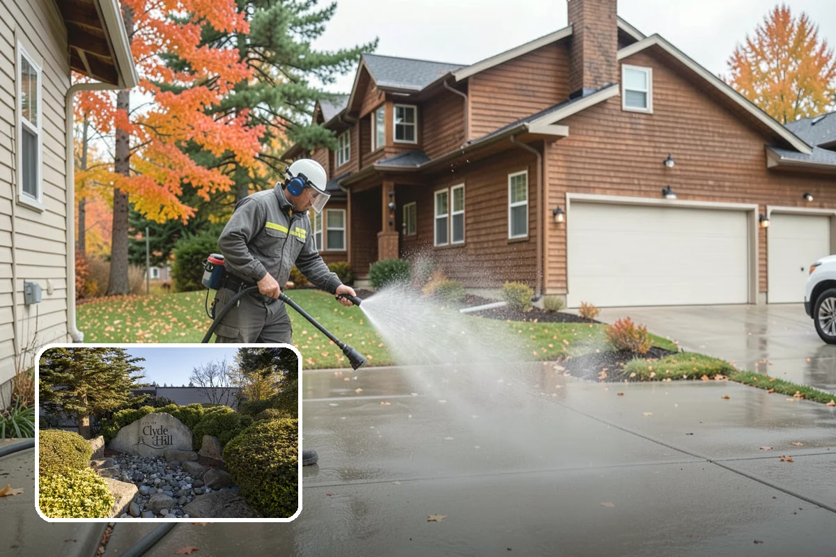 Exterior Wall Cleaning in Clyde Hill, King County, WA - Removes vertical rain streaks and water tracks