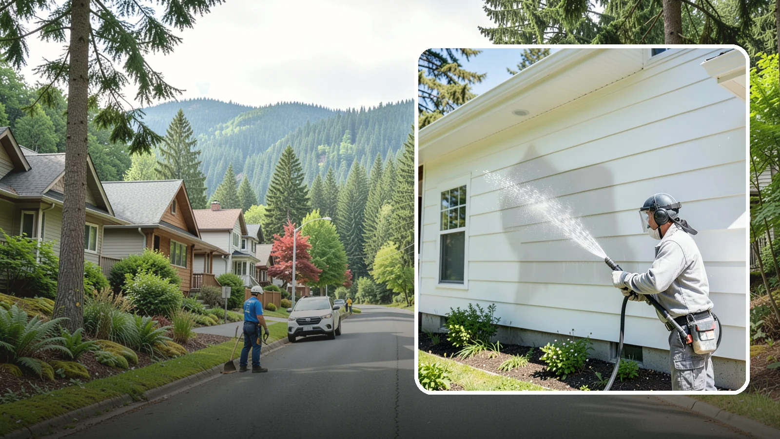 Exterior Wall Cleaning in Darrington, Snohomish County, WA - Exterior wall cleaning targets the flat wall surfaces where our region's rain leaves streaks, algae, and settled road film.