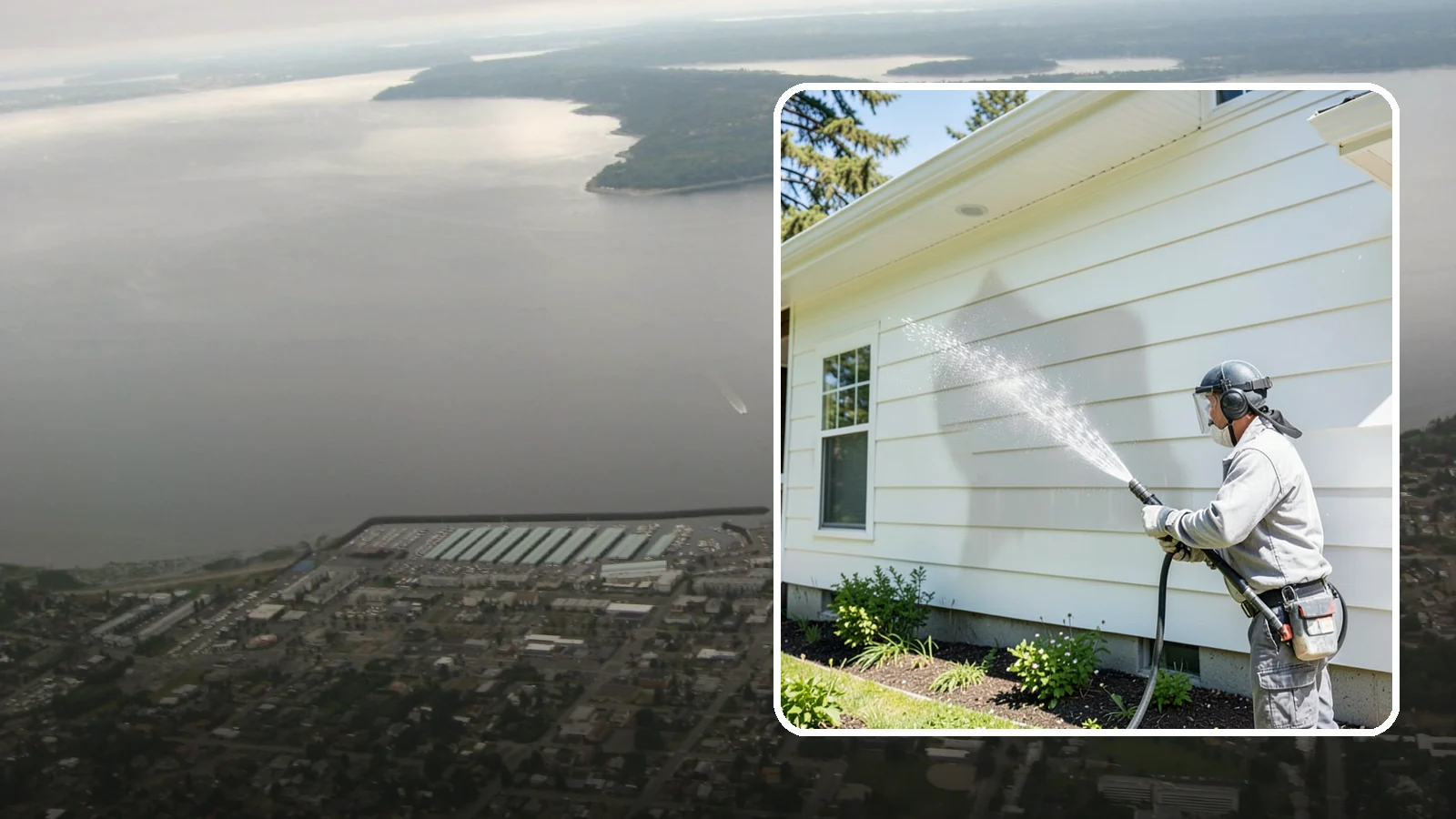 Exterior Wall Cleaning in Des Moines, King County, WA - Exterior wall cleaning targets the flat wall surfaces where our region's rain leaves streaks, algae, and settled road film.