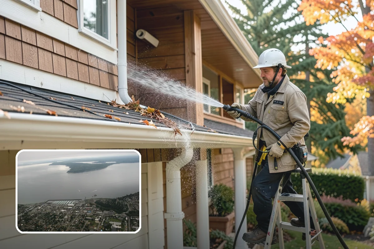 Exterior Wall Cleaning in Des Moines, King County, WA - Removes vertical rain streaks and water tracks