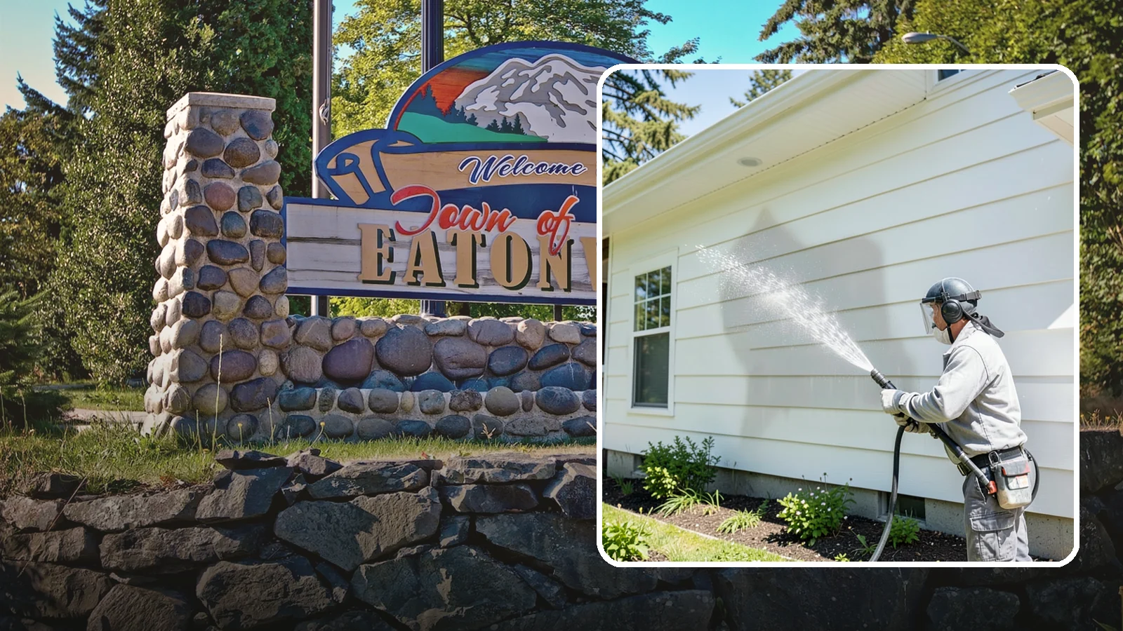 Exterior Wall Cleaning in Eatonville, Pierce County, WA - Exterior wall cleaning targets the flat wall surfaces where our region's rain leaves streaks, algae, and settled road film.