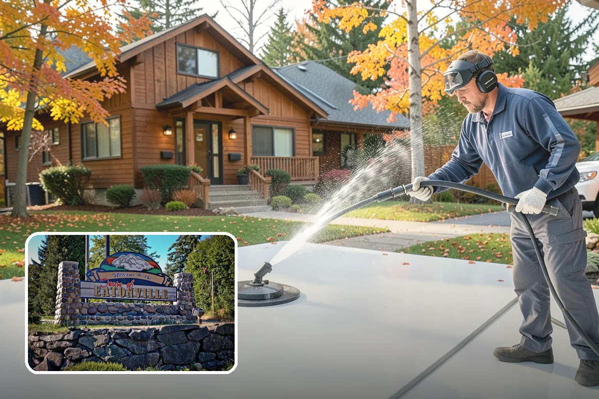 Exterior Wall Cleaning in Eatonville, Pierce County, WA - Removes vertical rain streaks and water tracks