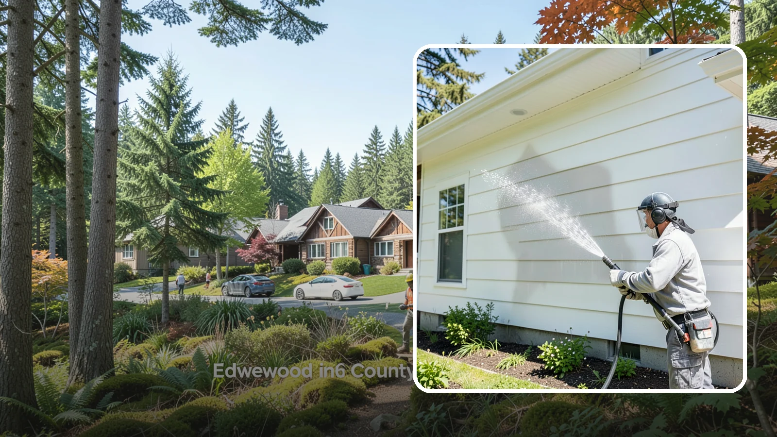 Exterior Wall Cleaning in Edgewood, Pierce County, WA - Exterior wall cleaning targets the flat wall surfaces where our region's rain leaves streaks, algae, and settled road film.