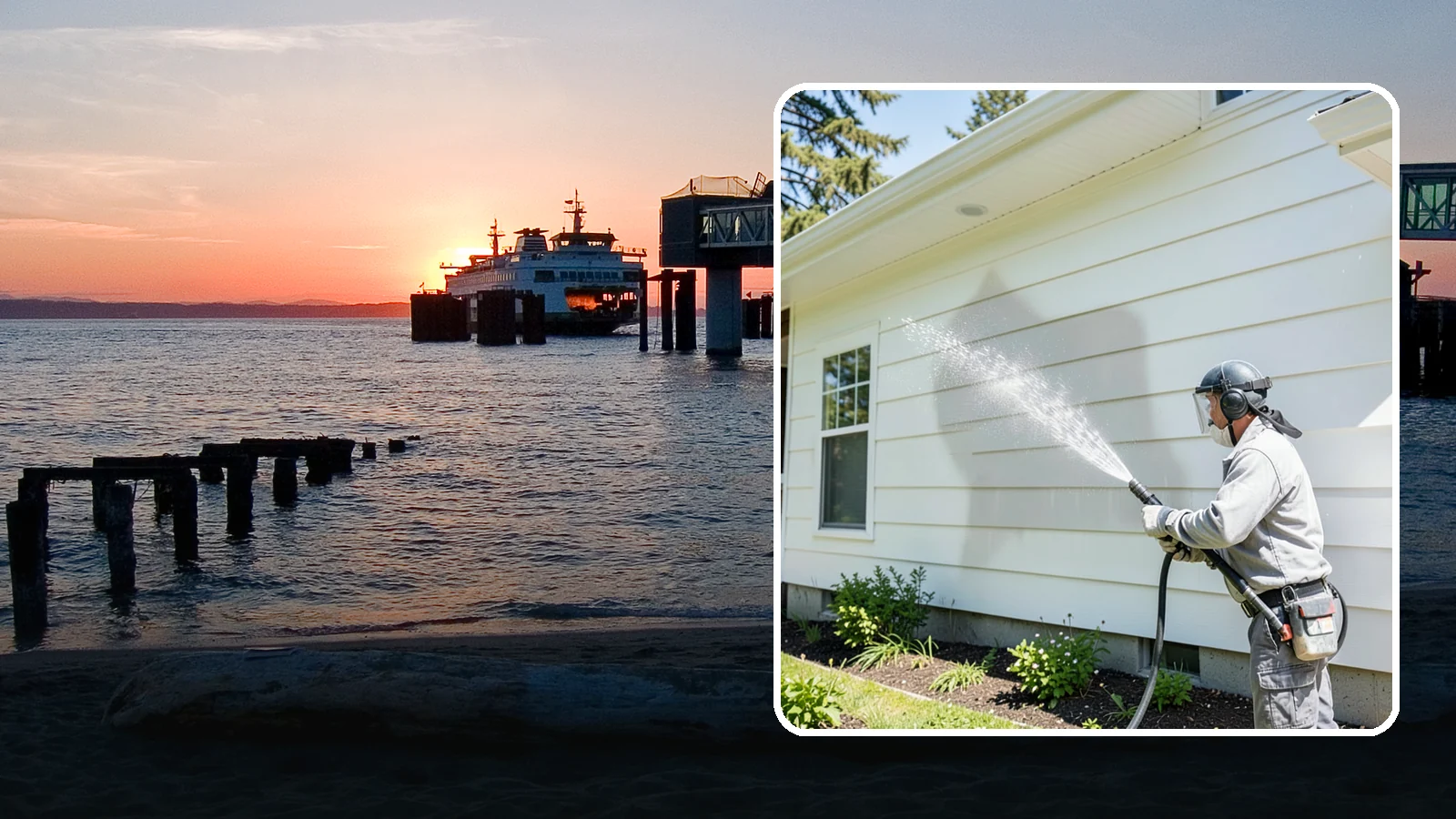 Exterior Wall Cleaning in Edmonds, Snohomish County, WA - Exterior wall cleaning targets the flat wall surfaces where our region's rain leaves streaks, algae, and settled road film.