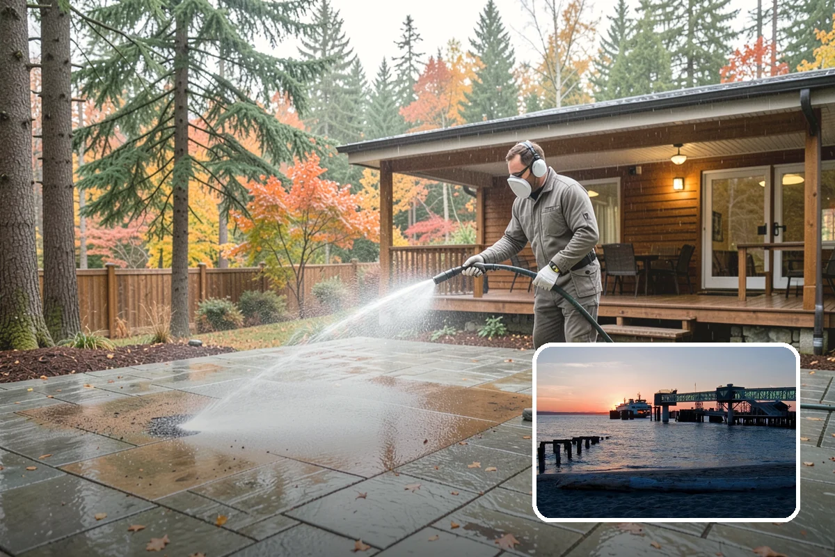 Exterior Wall Cleaning in Edmonds, Snohomish County, WA - Removes vertical rain streaks and water tracks